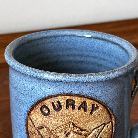 Clay Pen Pottery Ouray Colorado Coffee Mug Cup Blue Stoneware Hand-Thrown USA - Picture 8 of 11